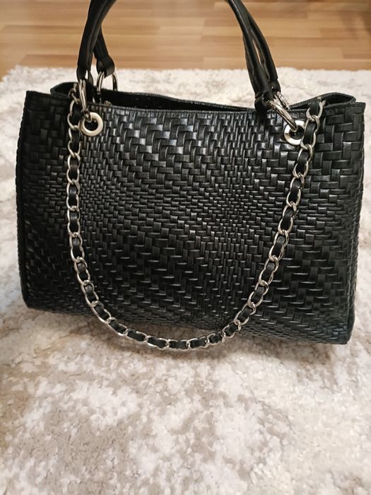 Geanta din piele naturala cu lanț