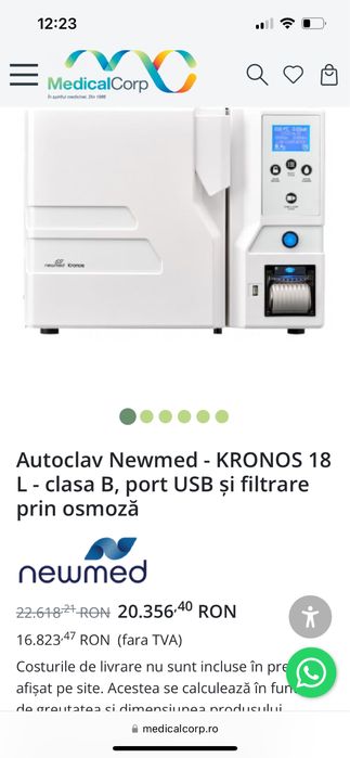 Autoclav Newmed Kronos B sterilizator dental stomatologie clinica