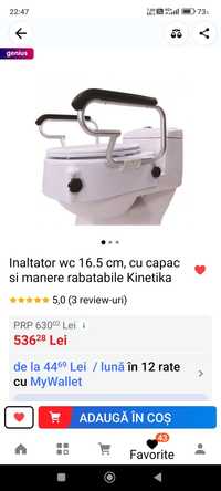 Vând Inaltator wc 16.5 cm, cu capac si manere rabatabile Kinetika