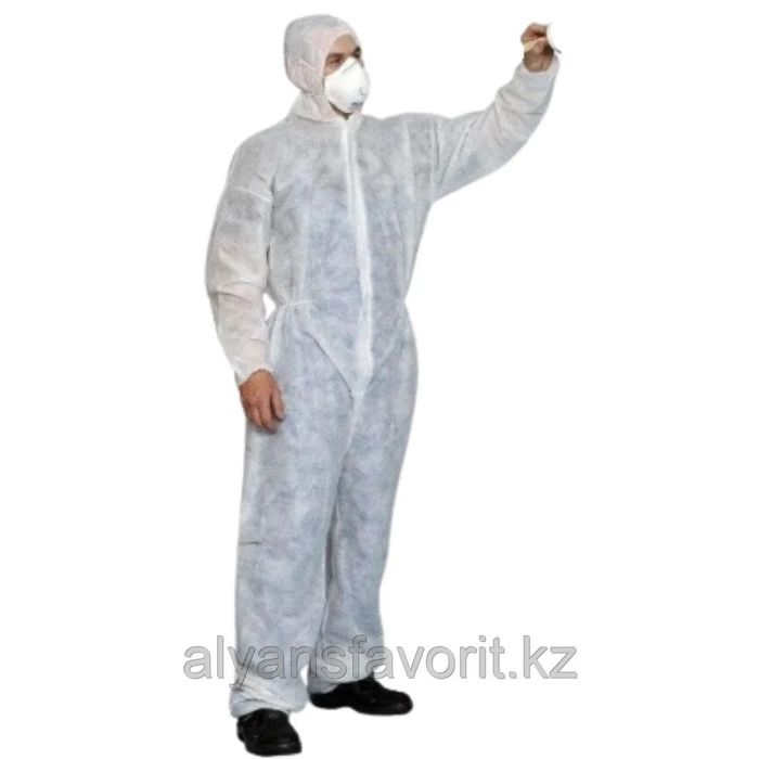 Защитный комбинезон с капюшоном одноразовый очень хорошого качества