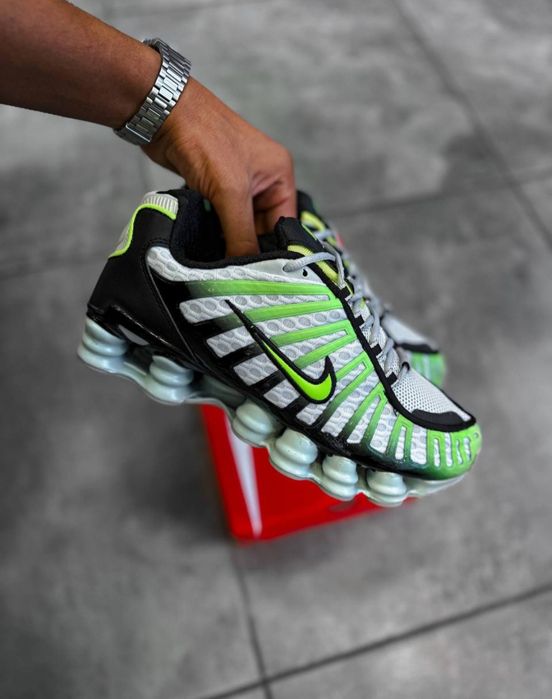 Nike Shox TL - Сиво, черно и неоново зелено мъжки маратонки