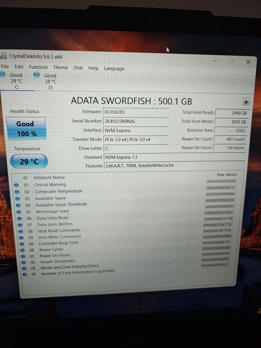Laptop Lenovo Legion 5 32gb Ryzen 5 RTX 2060 1tb ssd