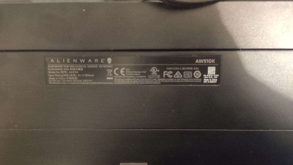 Tastatură gaming Alienware AW510K RGB, neagră,  stare excelentă