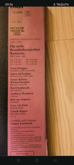 Bach concerte 2 buc (Brandenburg discuri vinil