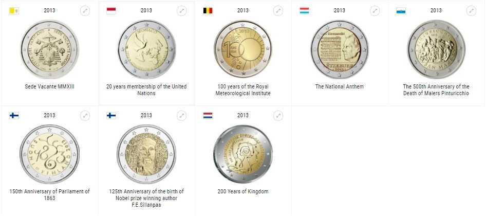 Сет 2 евро монети (възпоменателни) 2010-2013 / 2 Euro Coins