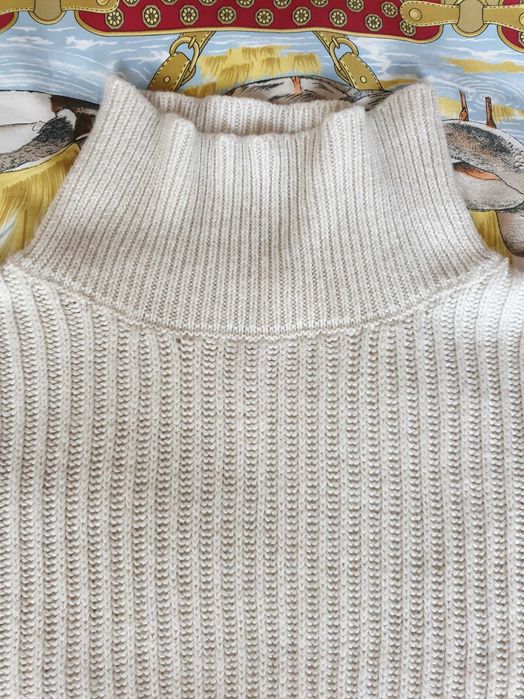 Pulover crem pe gat mix lana Le Ger