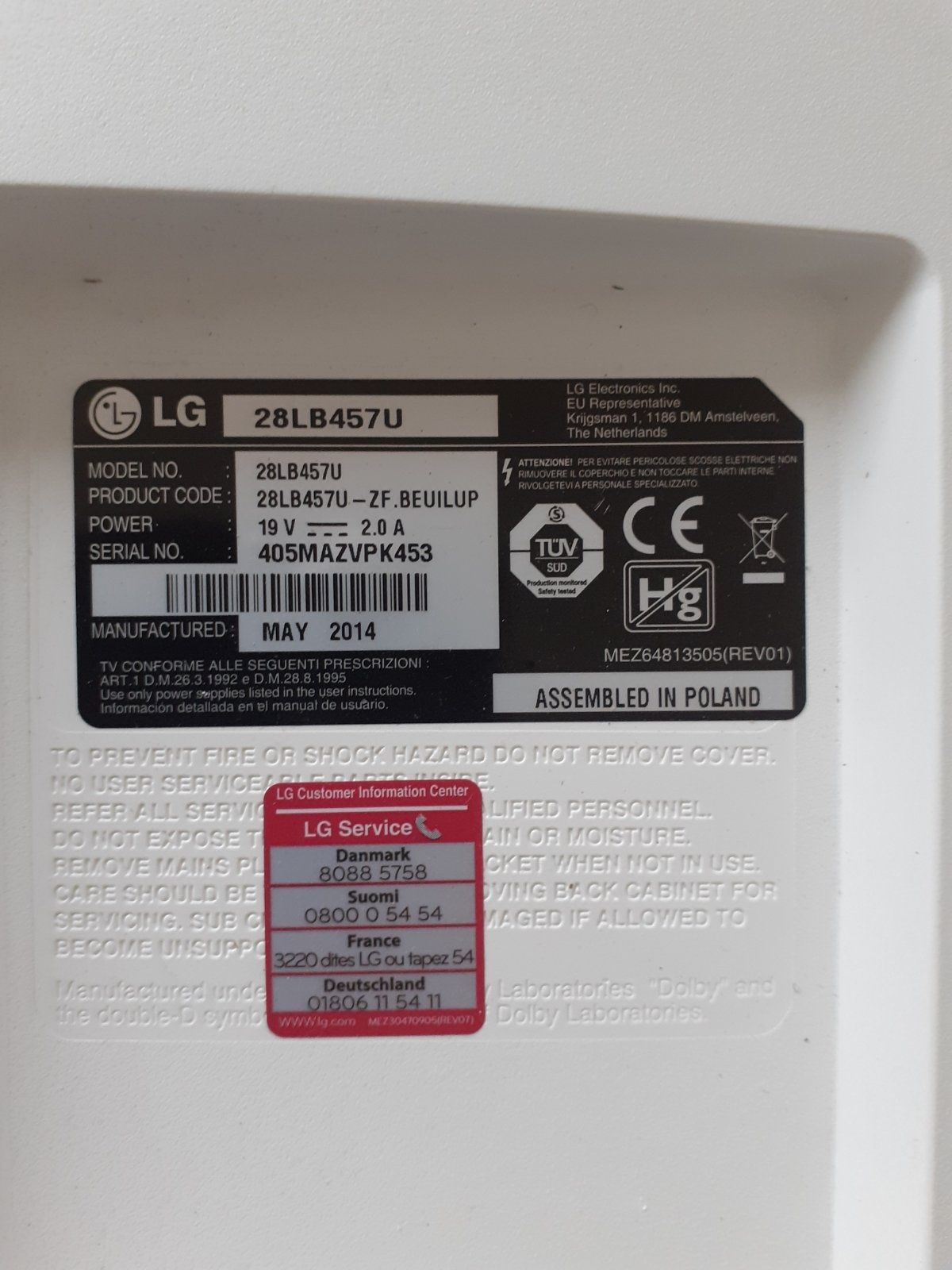 Телевизор LG 28lb457u