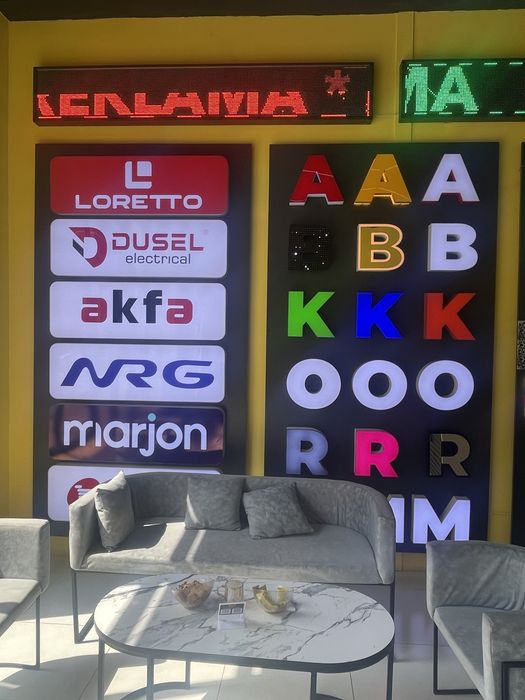 Reklama xizmatlari.Baner, yonadigan harflar40%chegirma