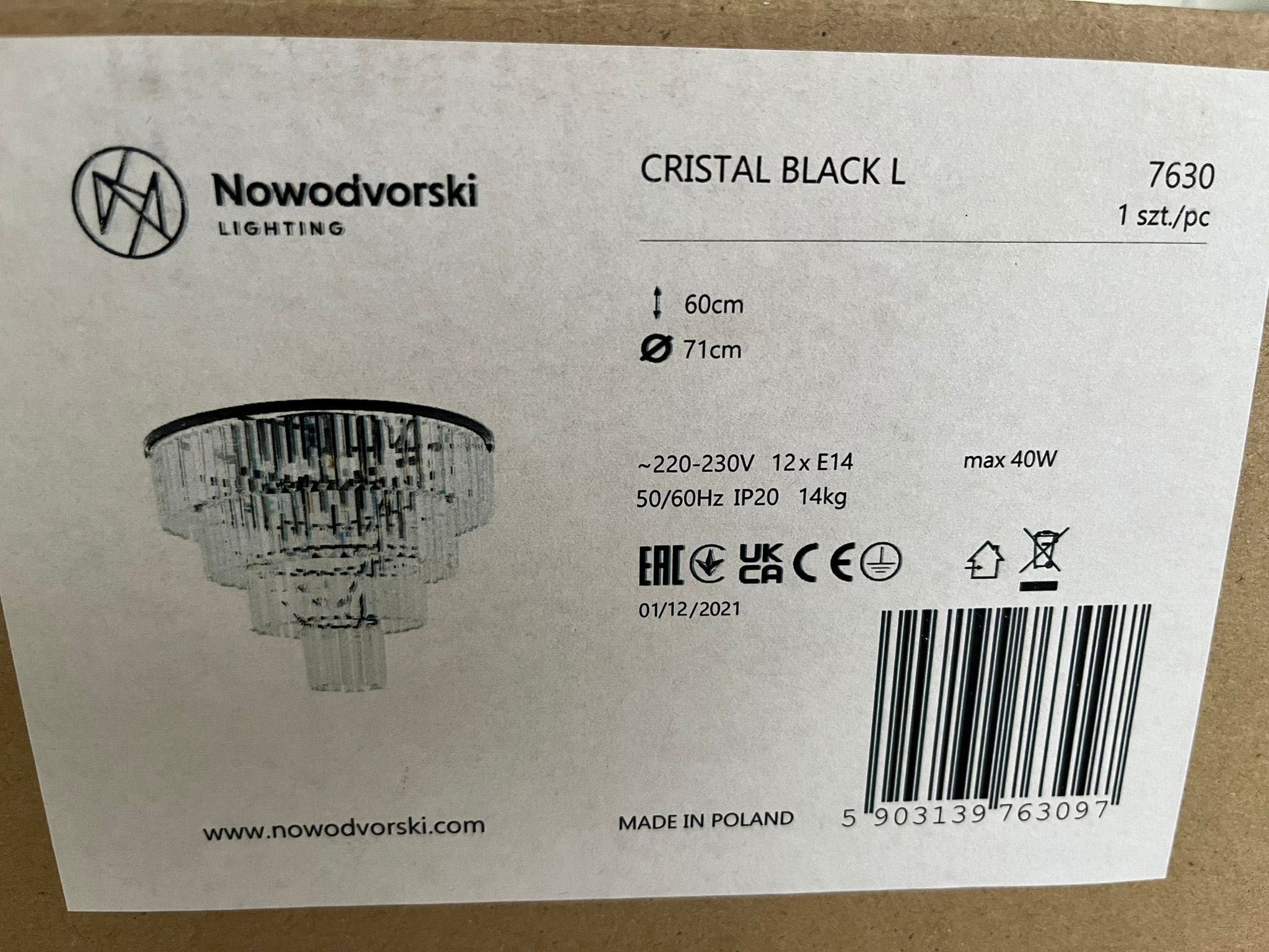 Plafoniera living Nowodvorski Cristal Black L 7630