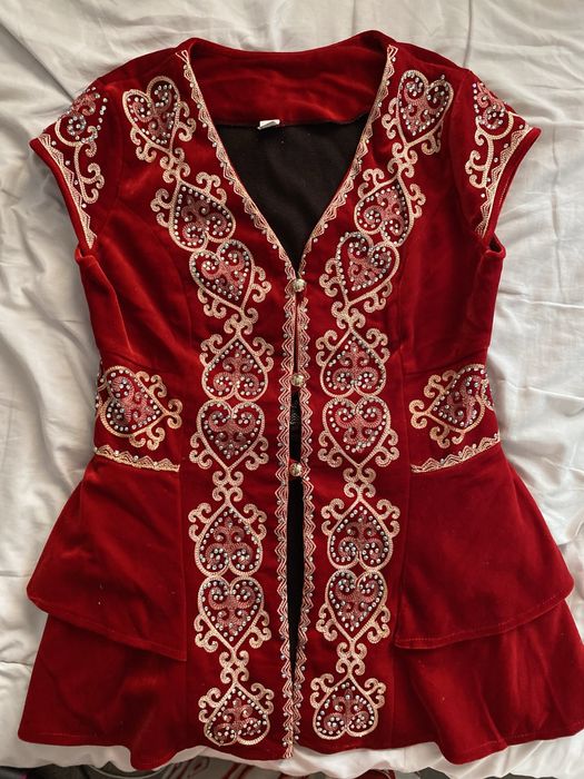 Ұлттық камзол (қызыл, велюр)