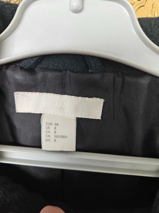 H&M Дамско палто с двуредно закопчаване тъмно зелено р-р 38 М