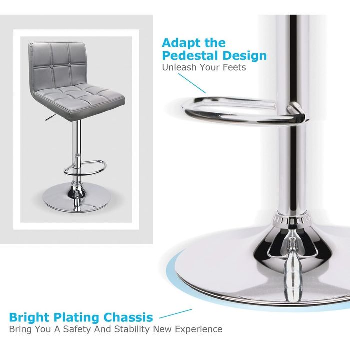 2бр.луксозни кожени бар столове с регулируема височина и газов амортис