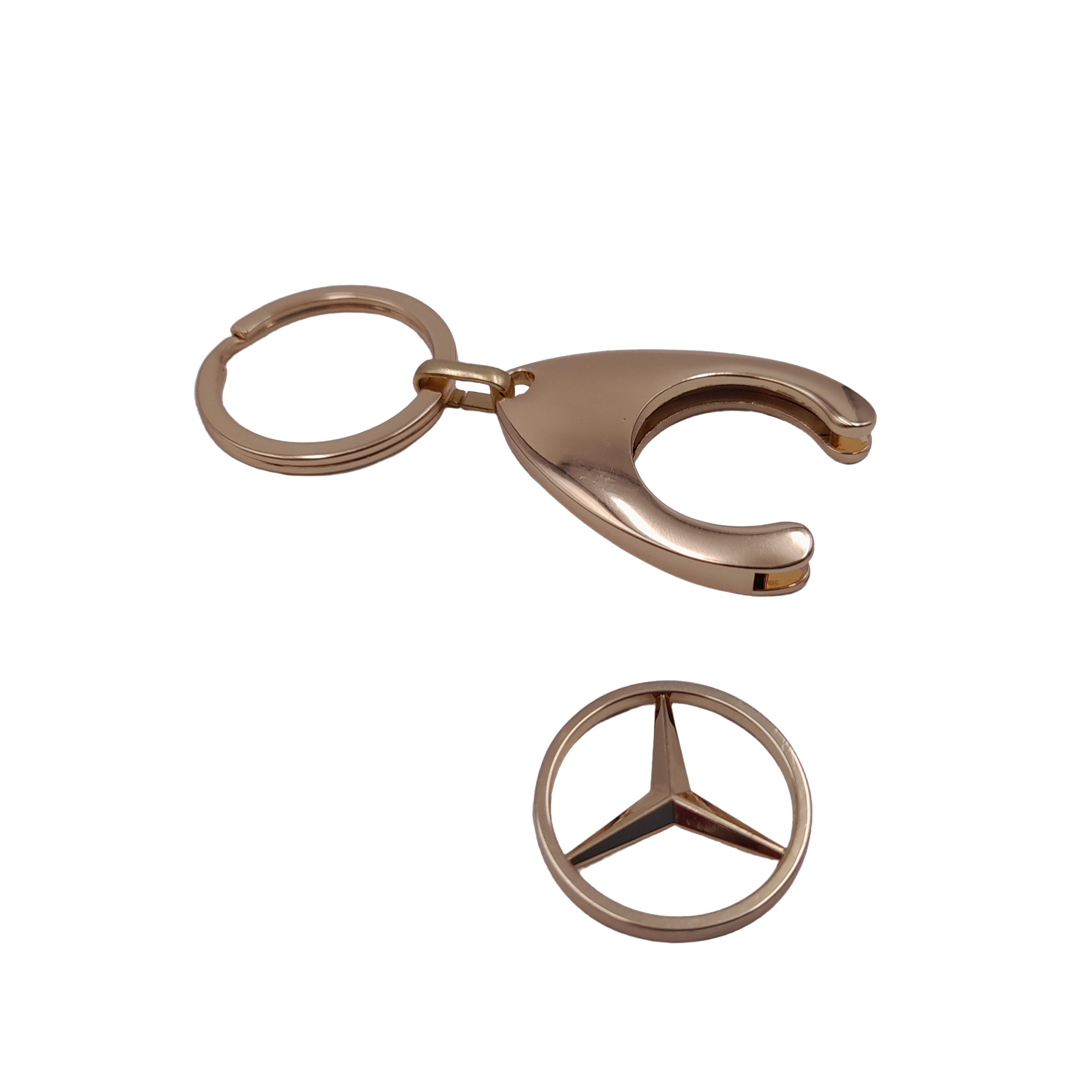 Breloc de chei IdeallStore, Gold Mercedes, 7.5 cm, metal, auriu