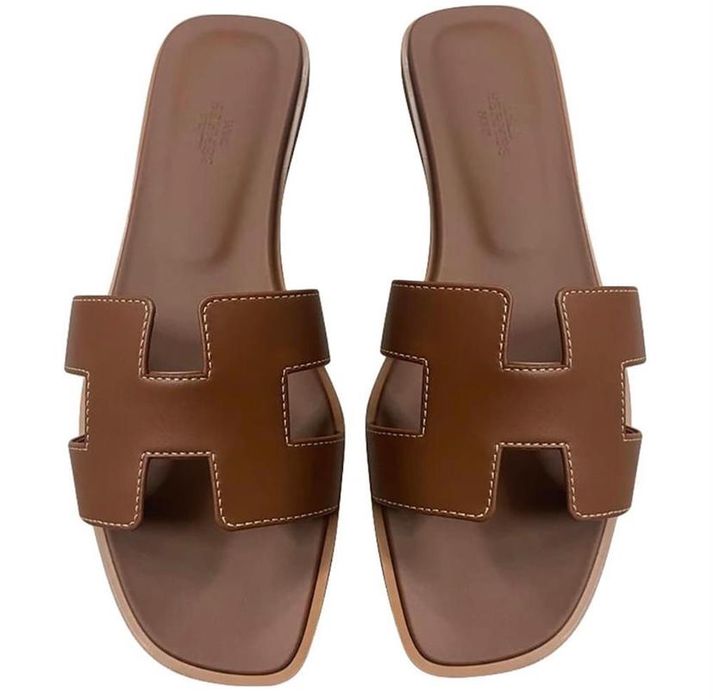 Papuci Slapi Hermes Piele Naturala Full Box 36 37 38 39