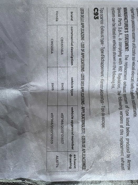 Evacuare ARROW full sitem omologata