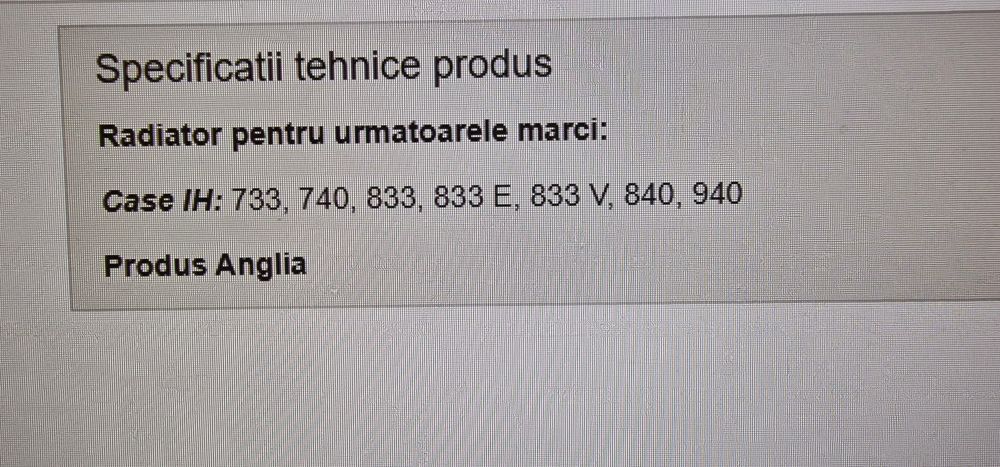 Radiator tractor case internațional ih 733.740 case ih 833 E .833 V 84