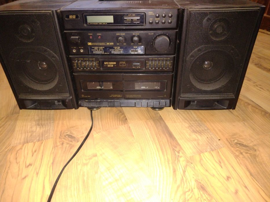 Radio Casetofon Surround cu Boxe din Lemn (Anii '70-'80) vechi /vintag