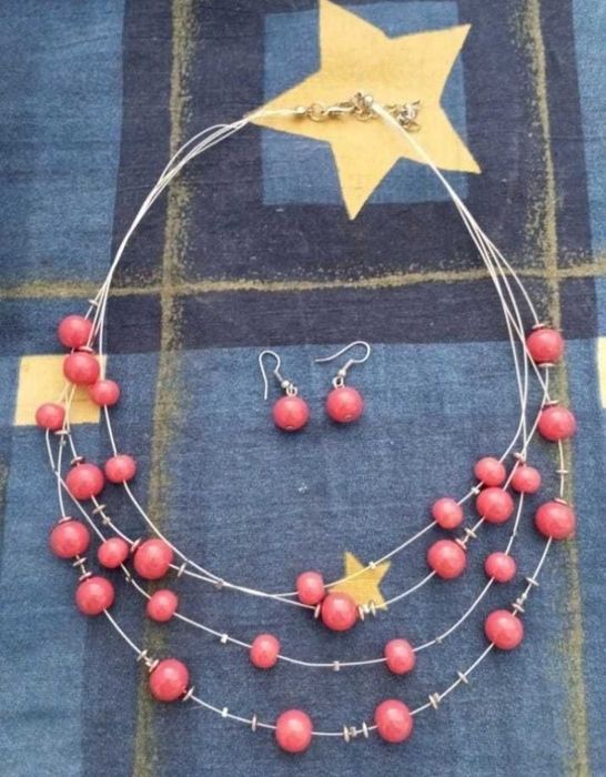 Set colier și cercei roz