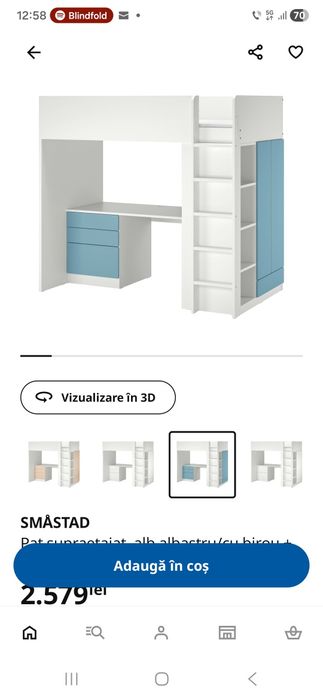 Pat etajat cu raft si dulap