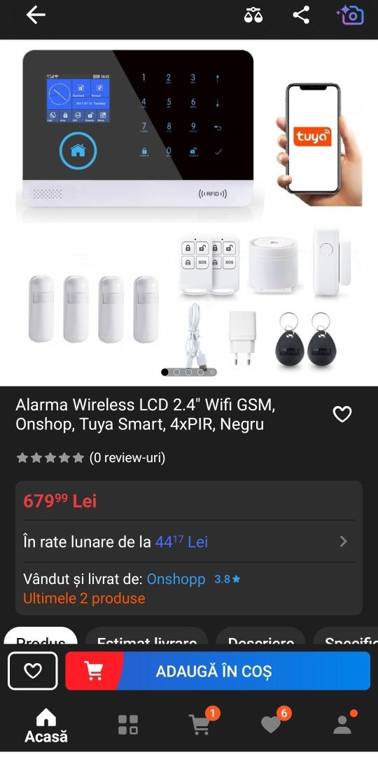 Sistem alarmă 24 piese Tuya wifi wireless senzor mișcare LCD