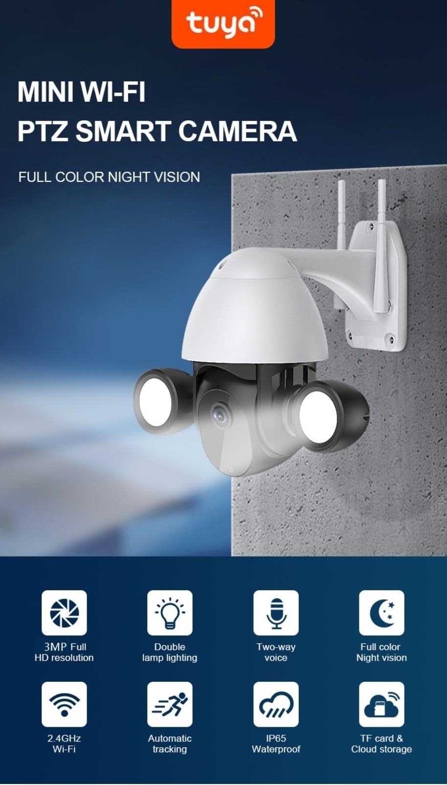 Vand camera video wifi 3mp floodloght rotire 360 pentru exterior