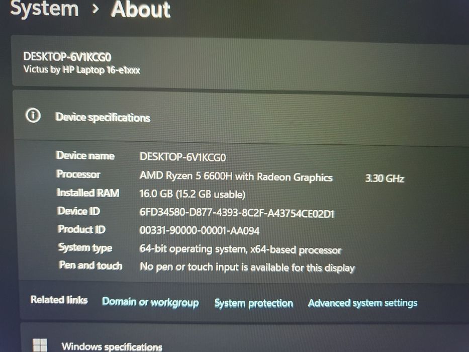 Laptop gaming Hp Victus 16,1"