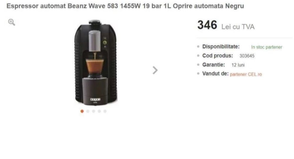 Aparat Cafea Beanz ( 19 bari) - Espressor