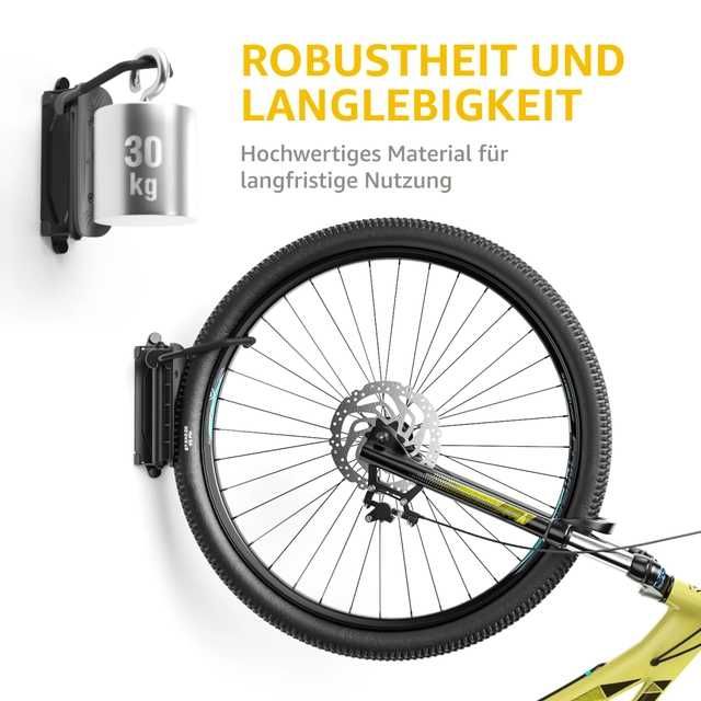 Suport bicicleta monTEK perete rotativ 30 kg negru