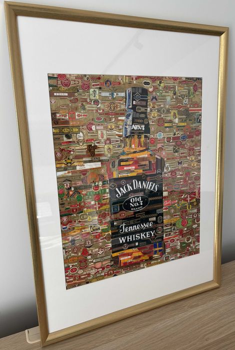 Картина колаж от бандероли на пури Джак Даниелс Jack Daniels уиски
