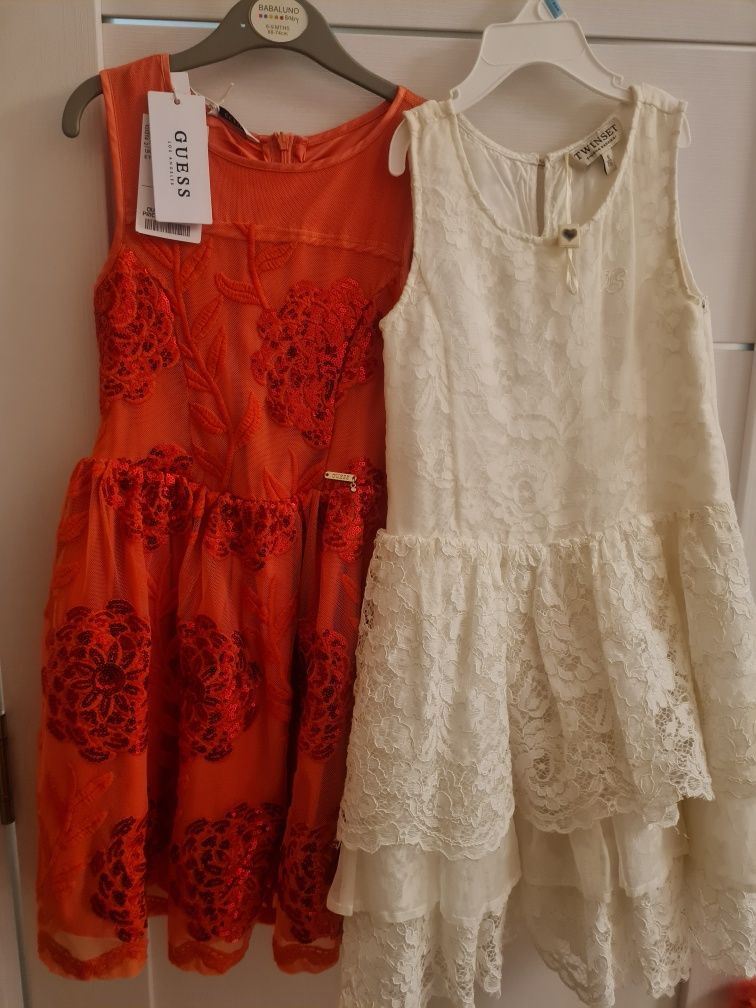 Официални детски рокли р-р 116  с дантела и коприна Twinset и Guess