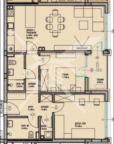 Тристаен апартамент в Мадика 819-28622