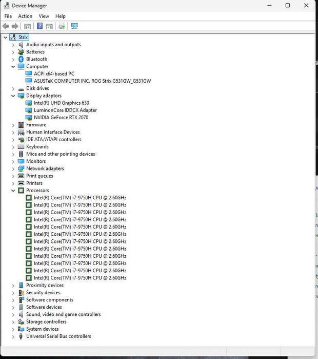 Laptop ASUS ROG G531GW, FHD 144Hz, Core i7-9750H, GeForce RTX 2070
