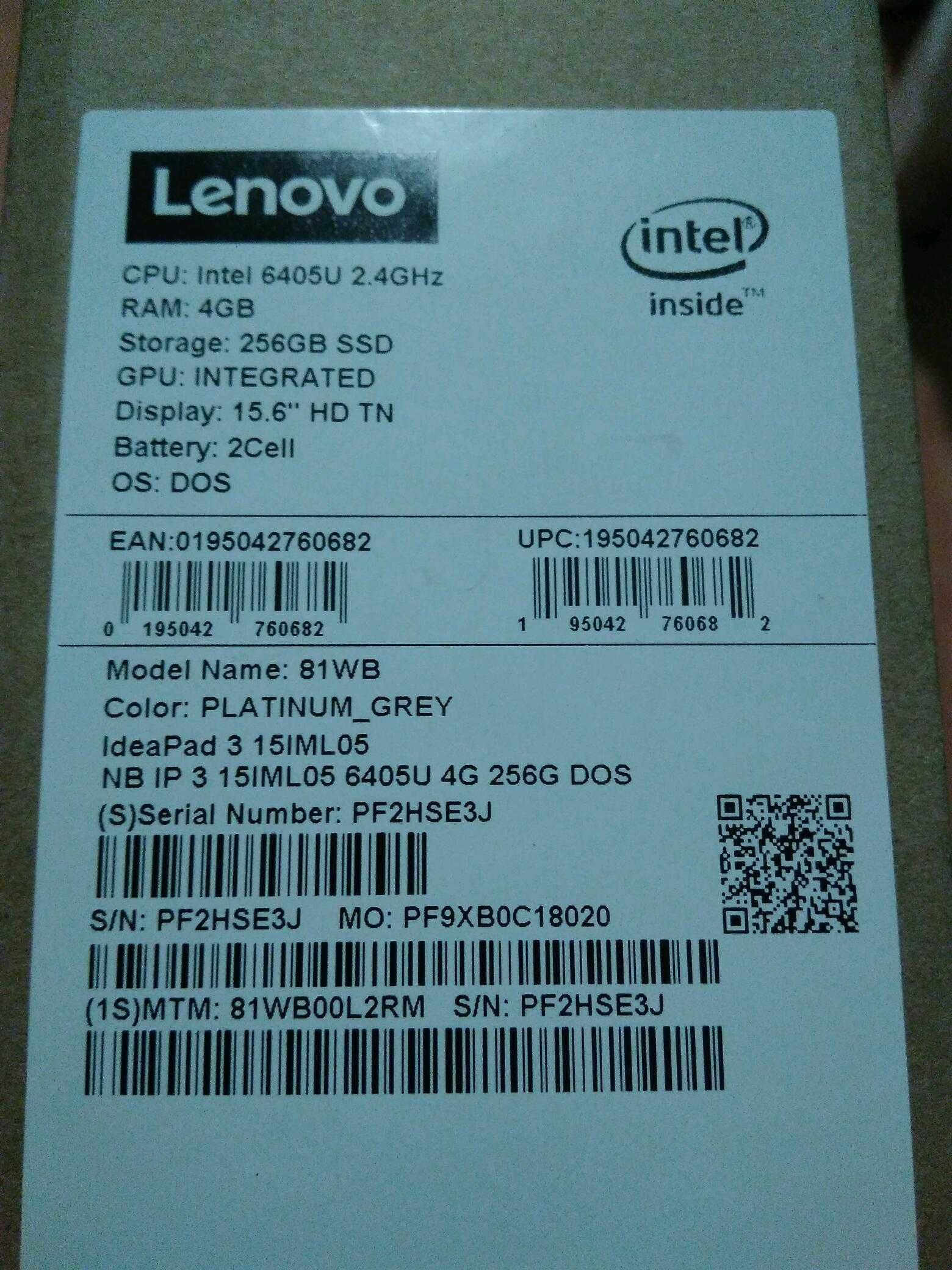 Laptop NOU - SIGILAT - Lenovo IdeaPad 3