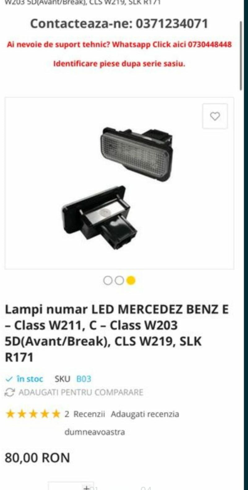 Lampi numar LED MERCEDES E Class W211, C Class W203, CLS W219