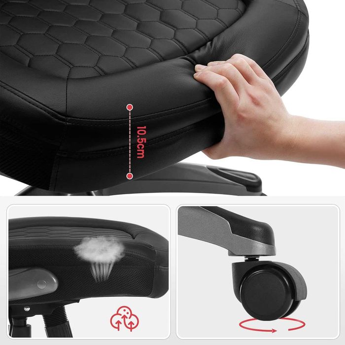 Офис стол WOLTU, стол с висока облегалка и подлакътници с люлеене