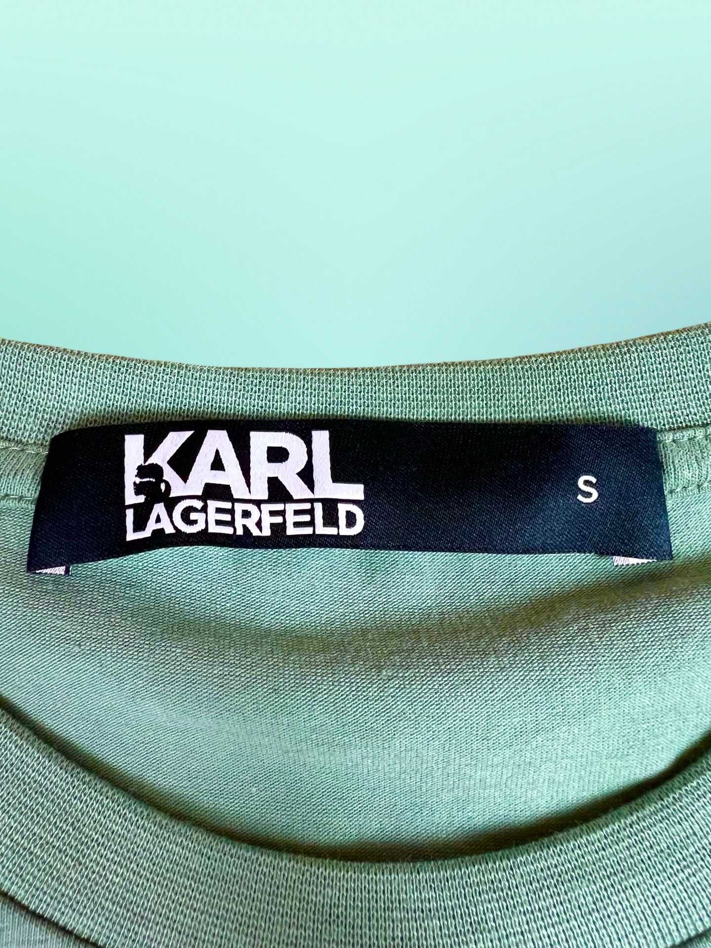 Оригинална Unreleased Karl Lagerfeld зелена тениска -65% по-евтина
