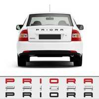 Шильдик (надпись) PRIORA / Приора в стиле Porsche, хром и черный цвет