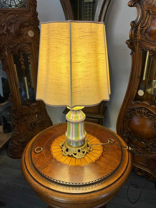 Lampă de masă vintage, porțelan pictat manual