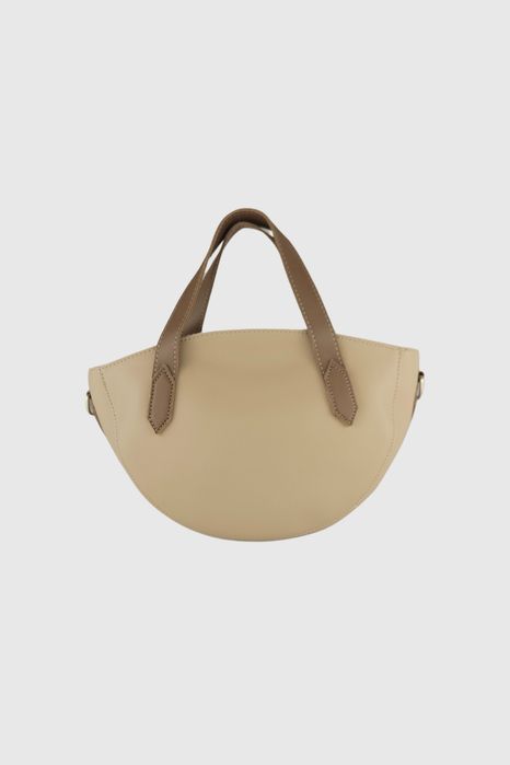 НОВО! ЛИКВИДАЦИЯ! Овална дамска чанта-бежово и кафяво