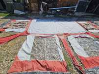 Cort exterior rulota 8,5 m din pamant la pamant cu perdele bete+fuste