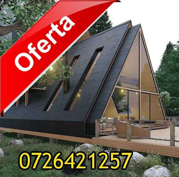 Vand cabane tip A frame la cheie, case pe structura metalica