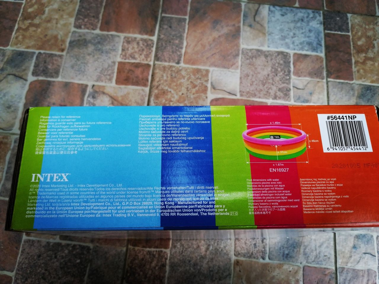 Piscină gonflabilă pentru copii unisex, INTEX, rainbow, 4 inele