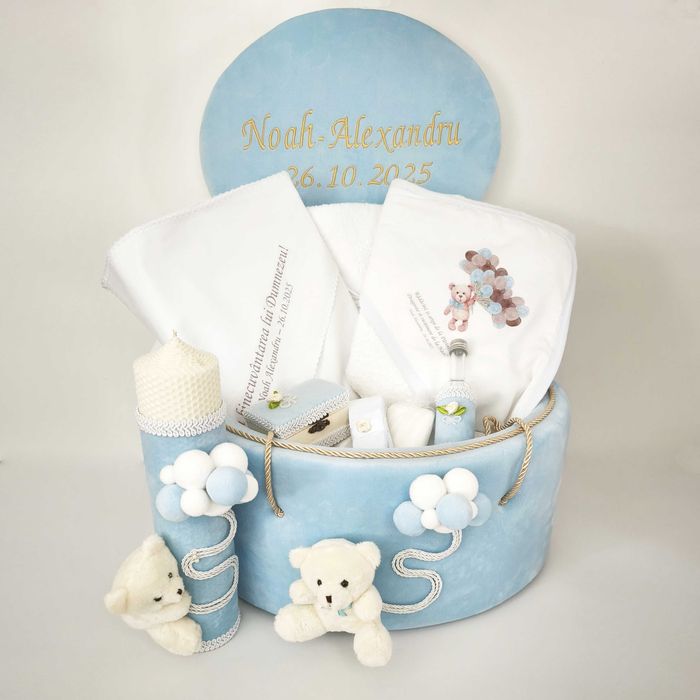 Set Trusou Botez Complet Cutie + Lumanare Botez + Trusou Biserica
