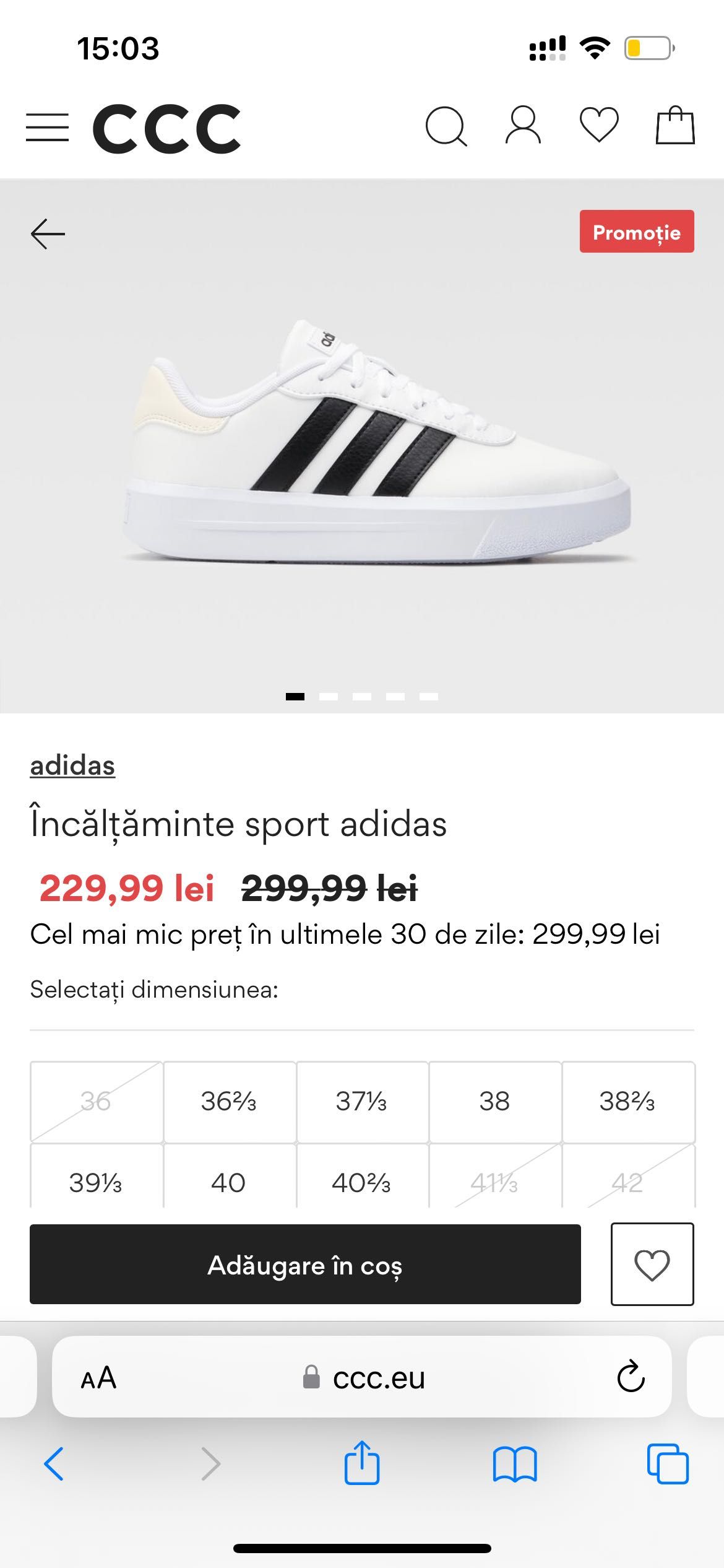 Pantofi sport Adidas CourtPlatform alb negru noi originali