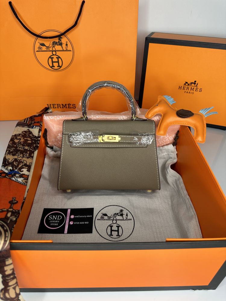 Geanta de lux HERMES Kelly mini 19 20 cm piele naturala 100% cadou