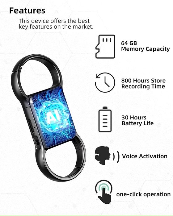 Mini Reportofon/recorder 64gb cu inregistrare HD