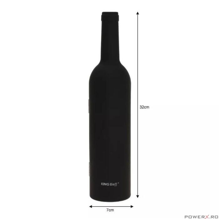Set accesorii pentru vin, 5 elemente, husa tip sticla, Kinghoff
