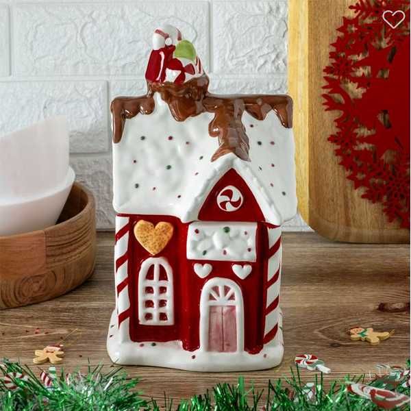 Коледен буркан за бисквитки Mercado Trade, Керамика, Къща