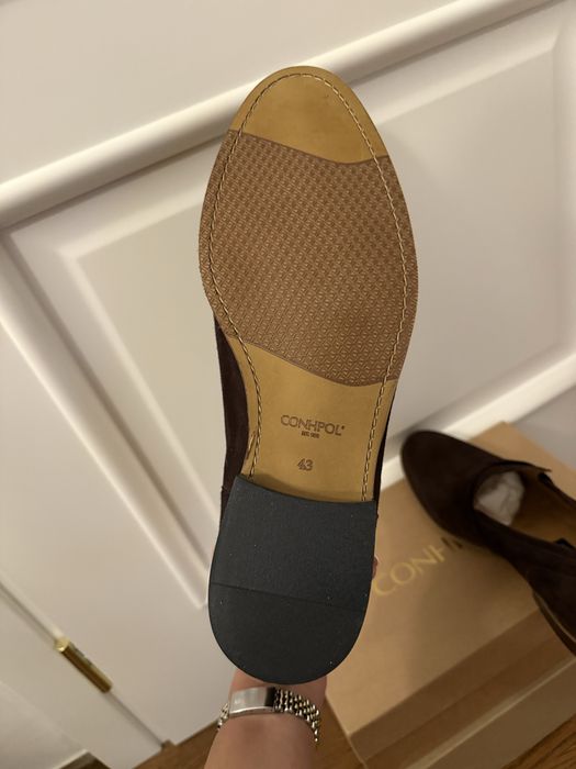 Pantofi / Mocasini barbati-Conhpol-piele intoarsa-mar 43-cu platforma