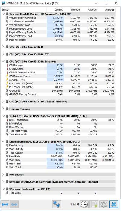 Компютър hp pro 6300 sff i3 3240 6gb ddr3 500gb hdd